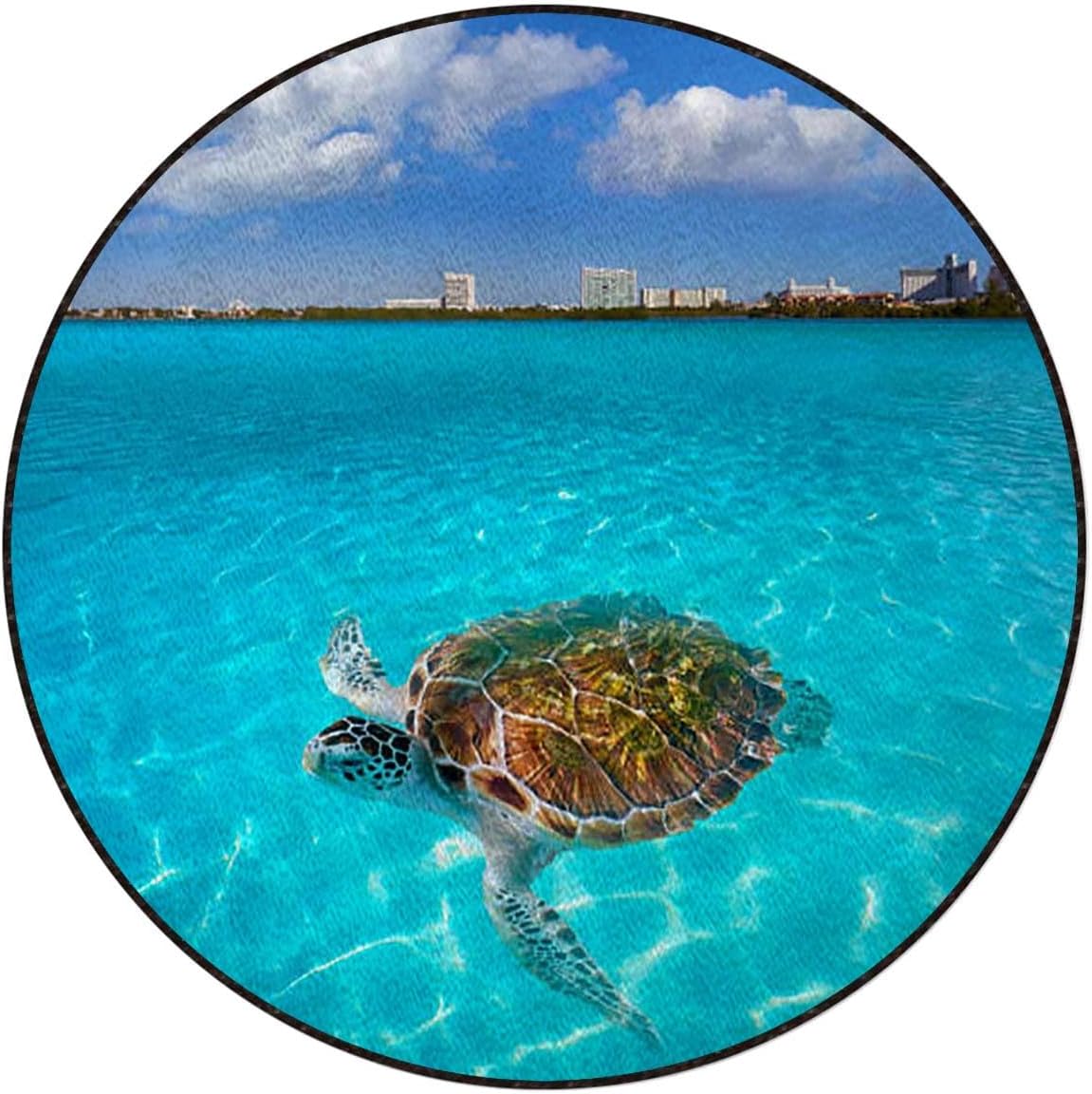 Violet Blue Brown Floor Protector Office Chair Mat Gaming Chair Mat Protects Hardwood Floors Chairs Move Smoothly Sea Turtle on Water Beach Tropics Diameter 35.4 in
