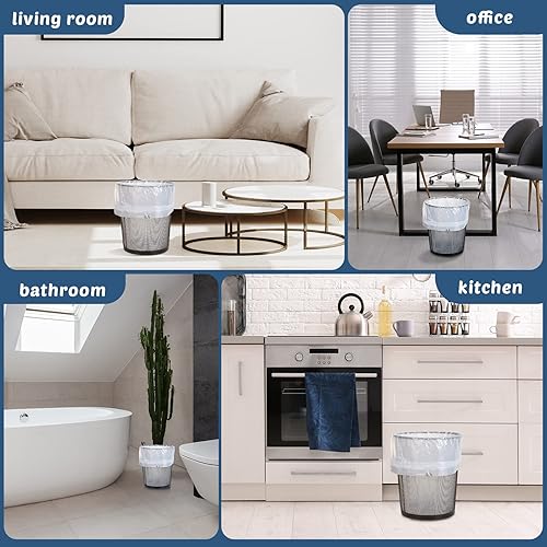 Miniatura 7 de 600 bolsas de basura de 8 galones con cordón de 0.79 mil, fuertes y medianas, bolsas de basura de plástico resistente de 8 galones, bolsas de basura