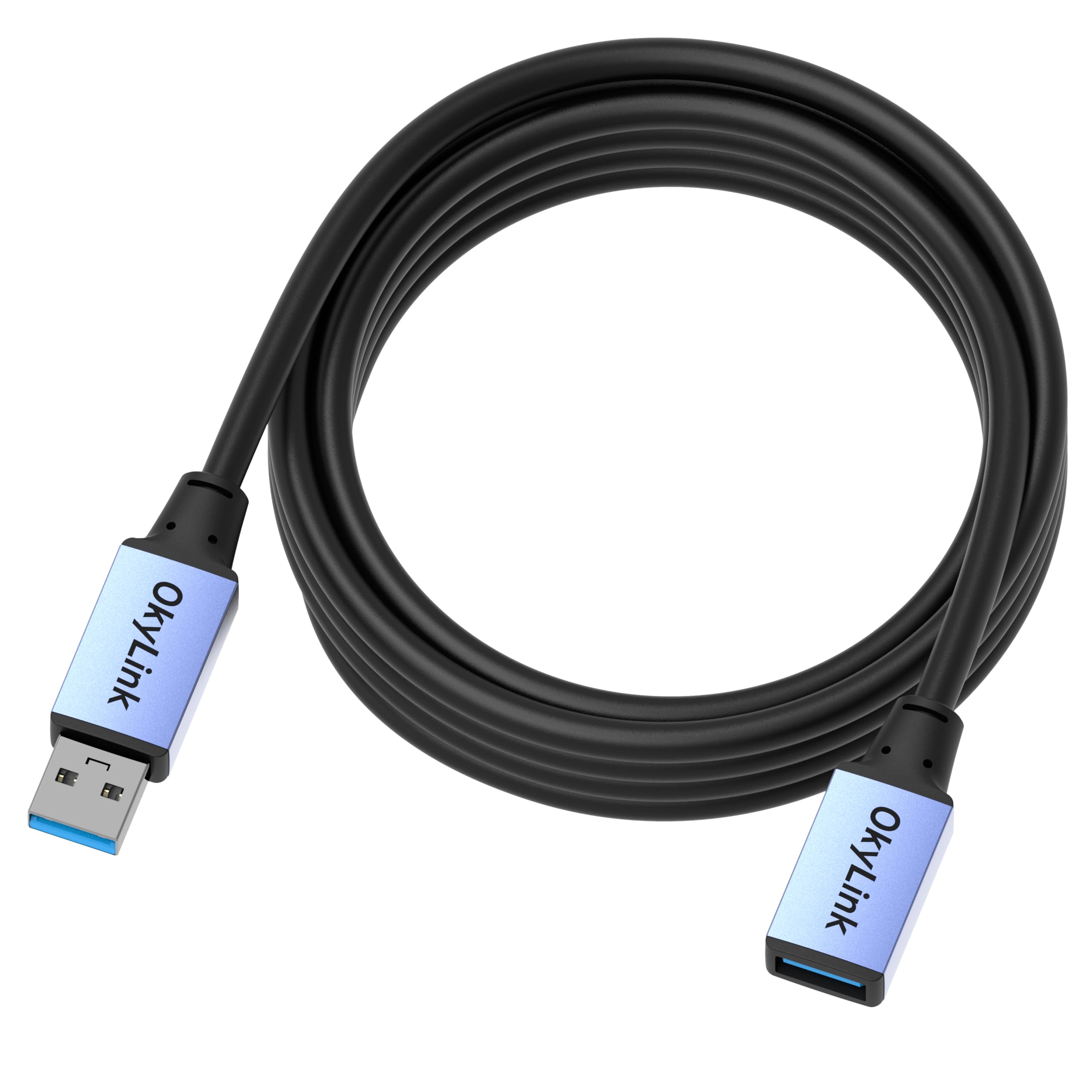 OkyLink USB 3.0/3.2 Gen 1 Verlängerungskabel USB-A auf USB-A, Stecker auf Buchse, 5Gbps, 3m | 3 m, mit Aluminiumgehäuse, Plug-and-Play, für Festplatte, SSD, Drucker, PC