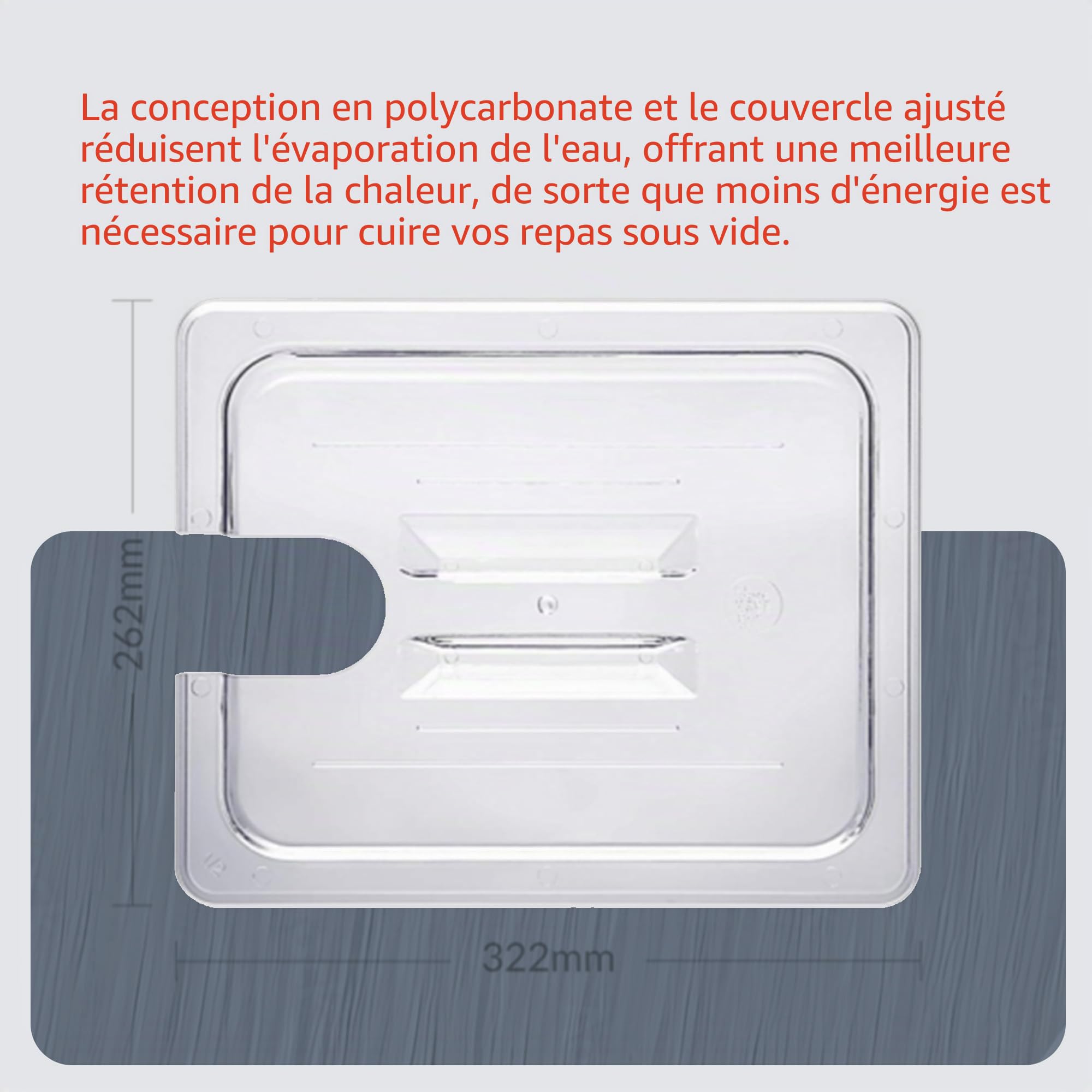 SousVideTools Récipient Transparent en Polycarbonate avec Couvercle Découpé sur Mesure pour Cuiseur sous Vide Anova sans Bpa, Antiadhésif, Passe au Lave-Vaisselle 11,6 l