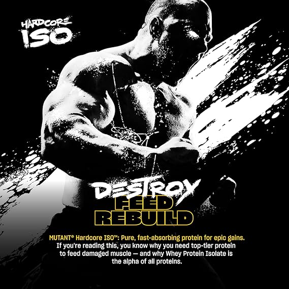 Mutant Hardcore ISO Whey Protein Isolate Powder Acts Fast to Help Recover, Build Muscle, Bulk and Strength, 5 lb - Cookies & Cream