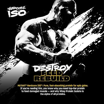 Mutant Hardcore ISO Whey Protein Isolate Powder Acts Fast to Help Recover, Build Muscle, Bulk and Strength, 5 lb - Cookies & Cream