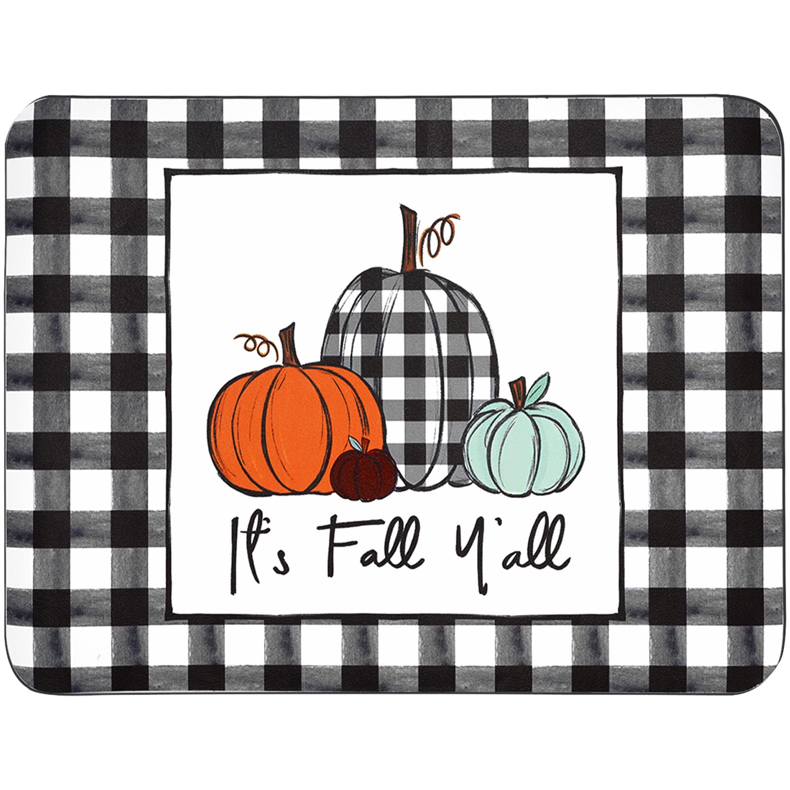 AnyDesign Fall Dish Drying Mat Plaid Pumpkin Rubber Backed Dish Drying Pad Pumpkin Absorbent Kitchen Counter Mat for Fall Thanksgiving Kitchen Decor Coffee Bar Dish Rack Accessories, 17.7 x 23.6 In