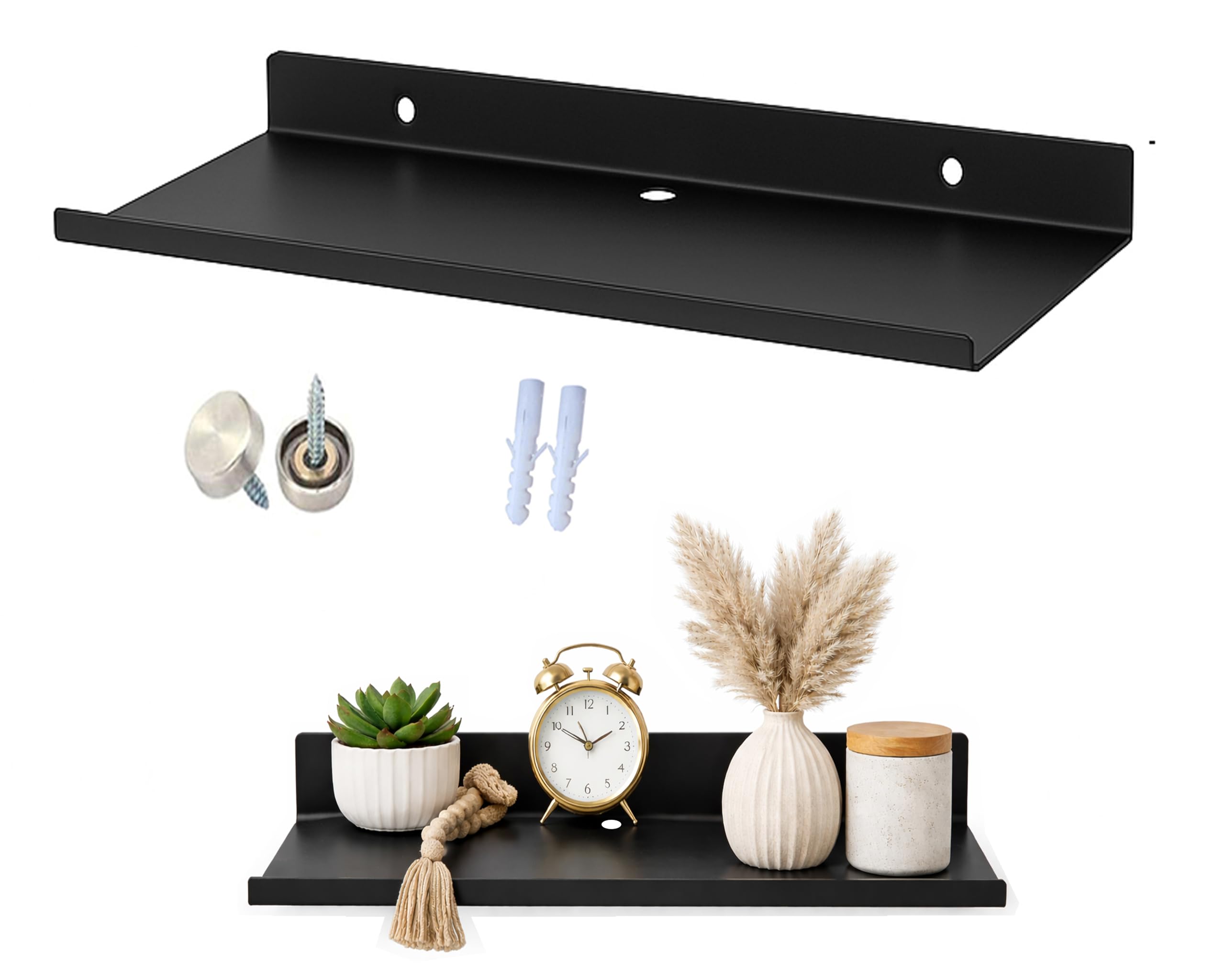 Multi-Purpose Wall Mount Floating Shelf, Stroge Shelves, Decorative Rack for Kitchen and livind Room (Black)-image-8