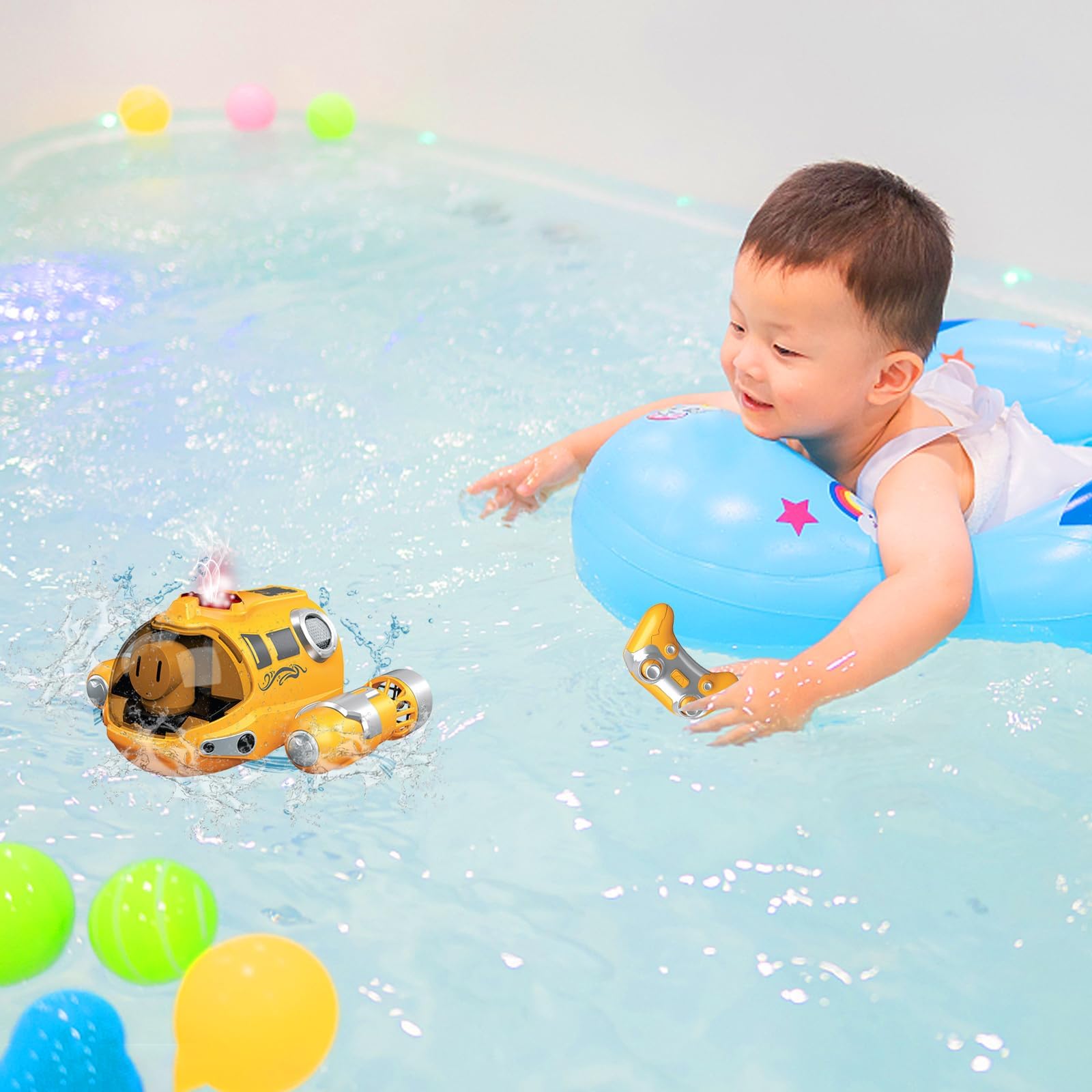 Funmo Mini Sottomarino Telecomandato 6 Canali, Barca RC Elettrica Militare Simulata 2,4 GHz, Giocattolo Acquatico per Piscina e Bagno, Regalo di Compleanno per Bambini dai 3 Anni in Su