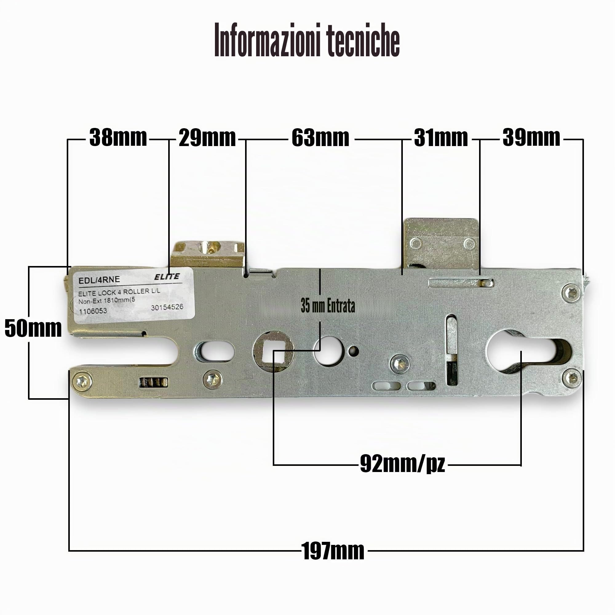 Roto - Meccanismo di ricambio per serratura a perno singolo in UPVC, 35 mm, 92 mm