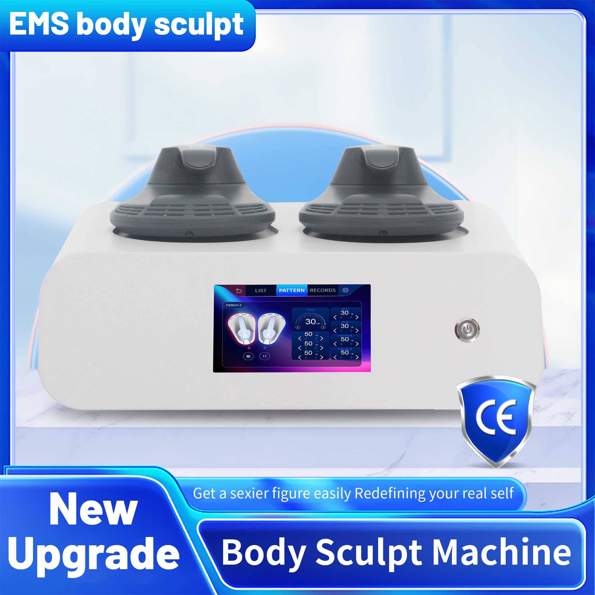Máquina MYOSLIM de 6500 W para la estimulación muscular corporal con 2 asas Neo RF máquina profesional EMS Hiemt para adelgazar la forma del cuerpo.