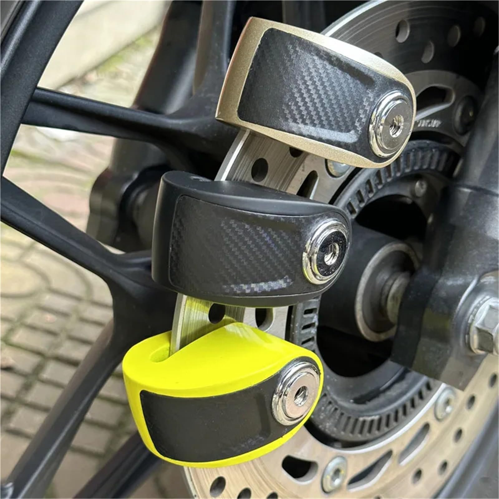 blokada motocykla Falante Blokada Motocyklowa Ze Stopu Cynku Rower Górski Rower Wózek Skuter Hamulec Tarczowy Trzy Mosiężne Klucze(F)