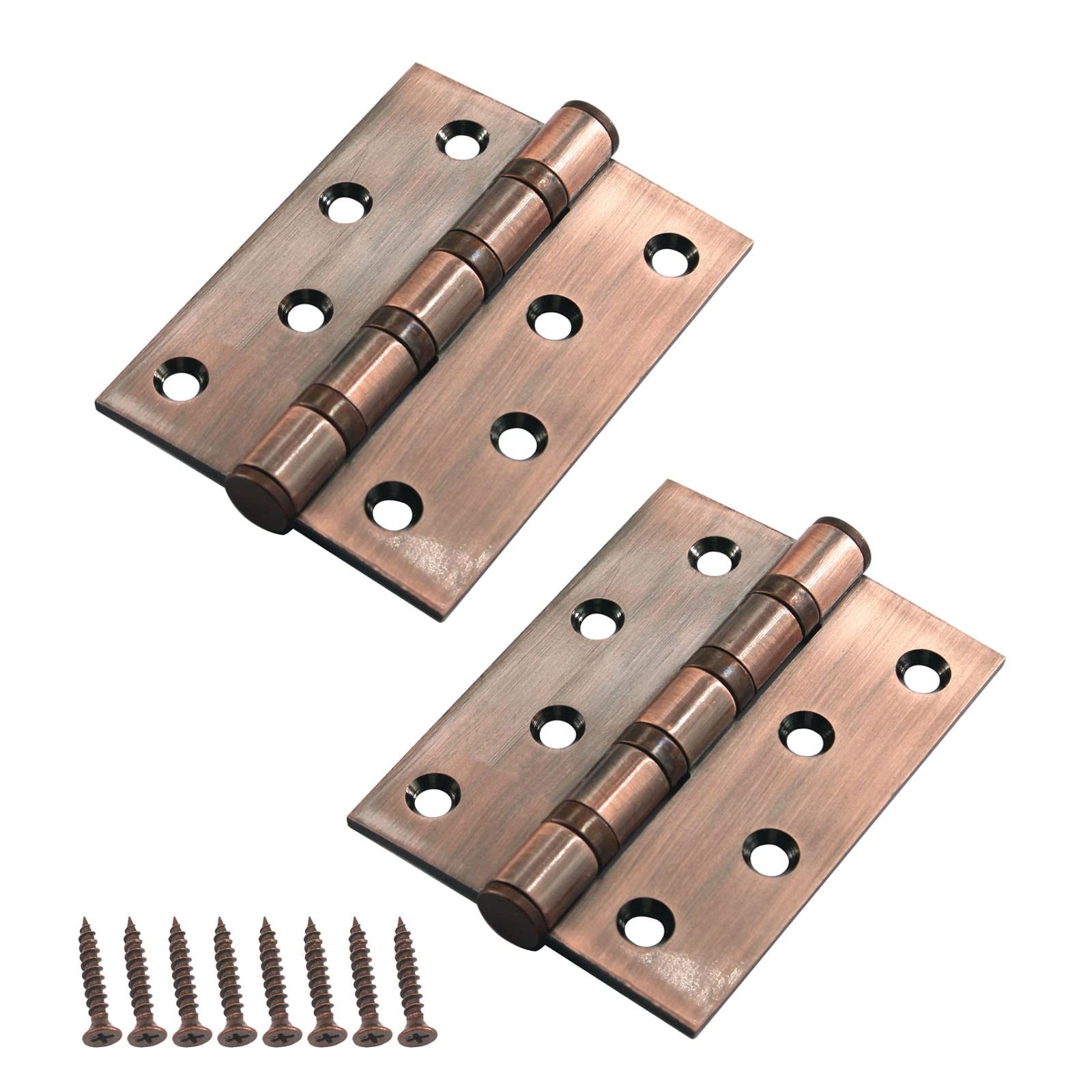 4x3 Inch(10x7.5cm) Red Bronze Square Door Hinges 3mm Thickness Solid Stainless Steel Ball Bearings Door Hinges Heavy Duty Hinges (2 Pieces)