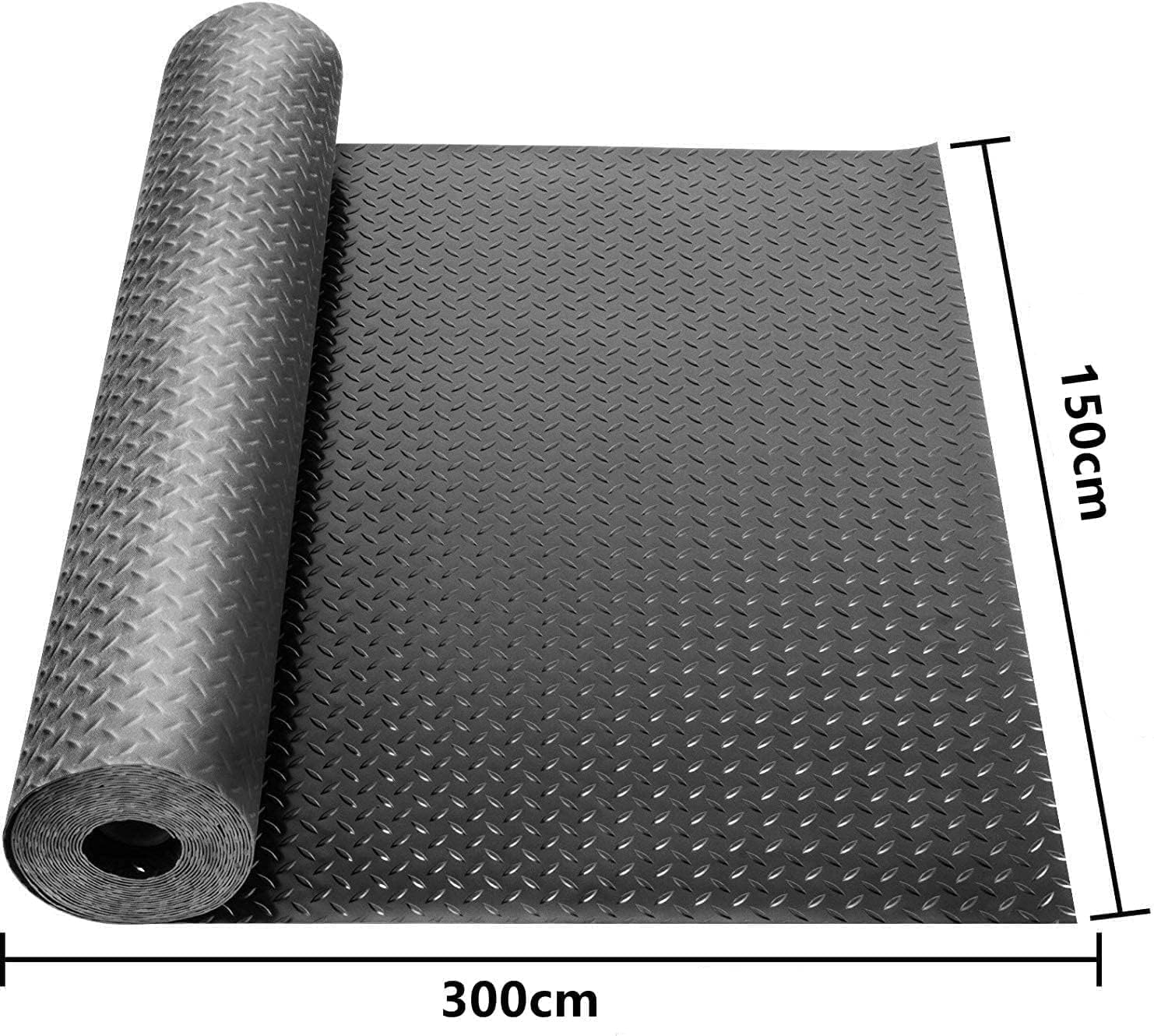 bimiti Tapis en caoutchouc antidérapant, 300 x 150 cm, au mètre, pour sols de garage, pour cave, atelier, garage