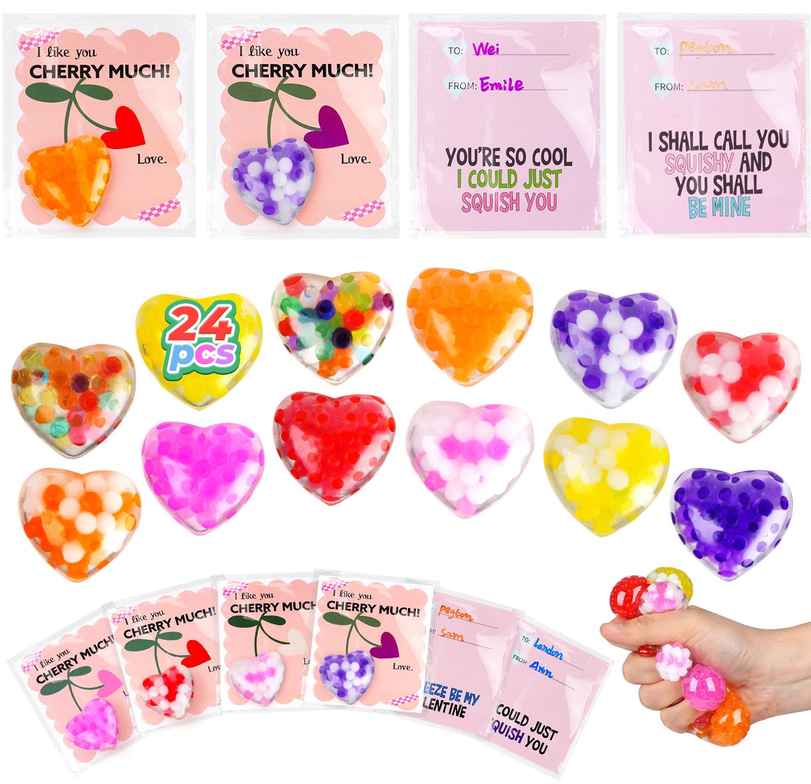 Photo 1 of ***ONLY 16 PIECES INCLUDED***24PCS Valentines Squishies,Valentines Stress Balls for Adults,Valentine Day Cards Classroom Favors,Valentine's Bulk Fidgets Squishy Toys Party Favors Exchange Gift***ONLY 16 PIECES INCLUDED***