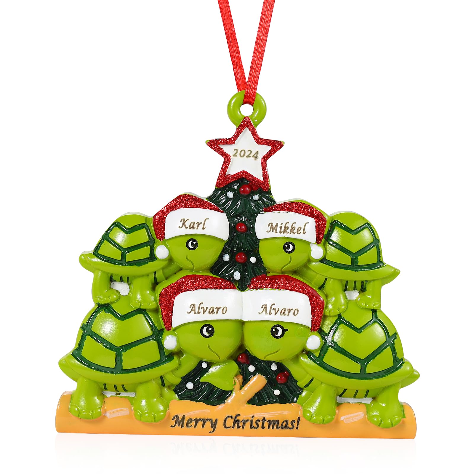 Personalised Christmas Baubles for Christmas Trees Christmas Decorations Hanging Pendant Ornament with Names Xmas Gifts for Family (# 2, 4 names)