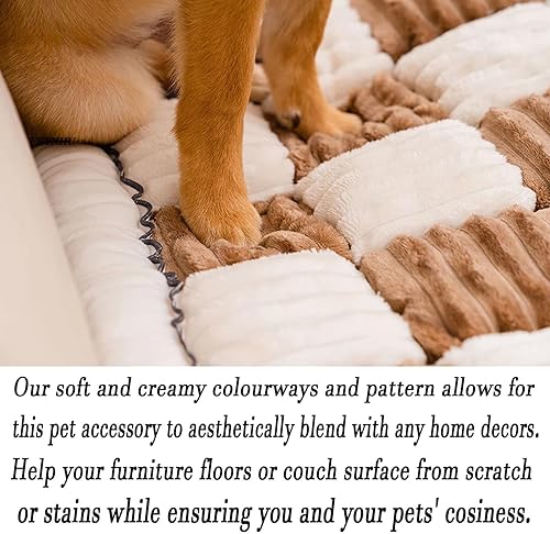 Miniatura 6 de FunnyFuzzy - Tapete cuadrado grande de color crema a cuadros para mascotas, divertido sofá mullido para mascotas, divertida funda de sofá mullida y