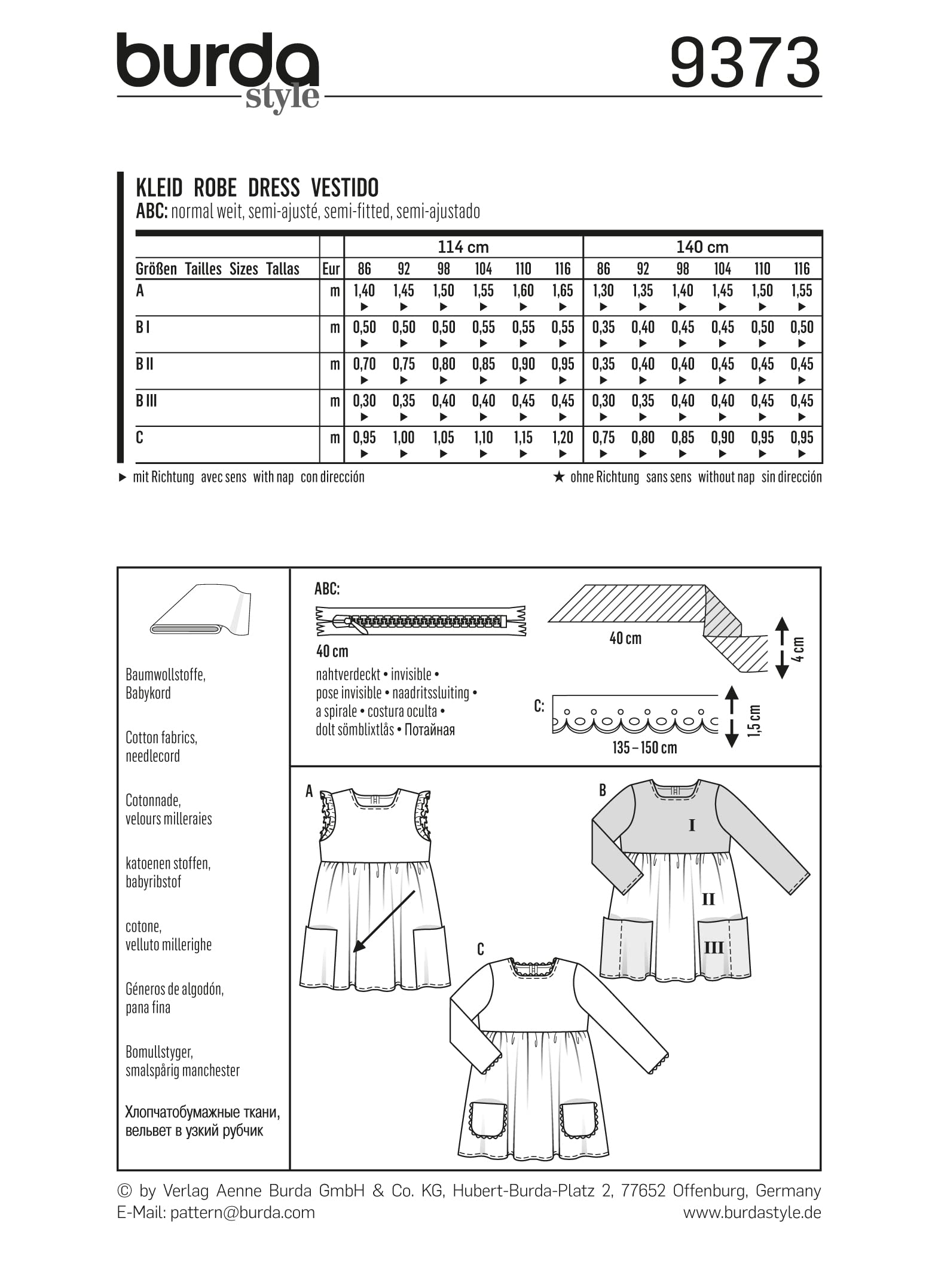 Image secondaire de Burda B9373 Patron de Couture Robe Papier Blanc 19 x 13 x 1 cm