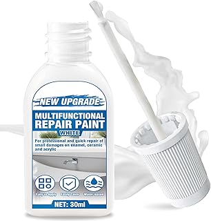 Emaille Reparatur Lack 30 ml, Badewannenlack Weiß, Emaille Reparaturfarbe Dient zur Reparatur Kleiner Defekte, Kratzer und Risse in Badewannen und Keramik Waschbecken