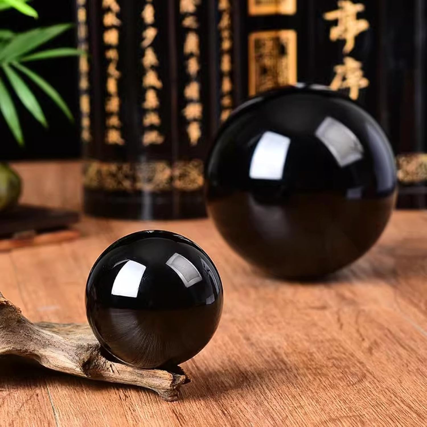Divination Black Crystal Ball Obsidian Crystal Stone Sphere Polished Rock Sphere Decorative Orb for Home Decor Ornaments,18cm