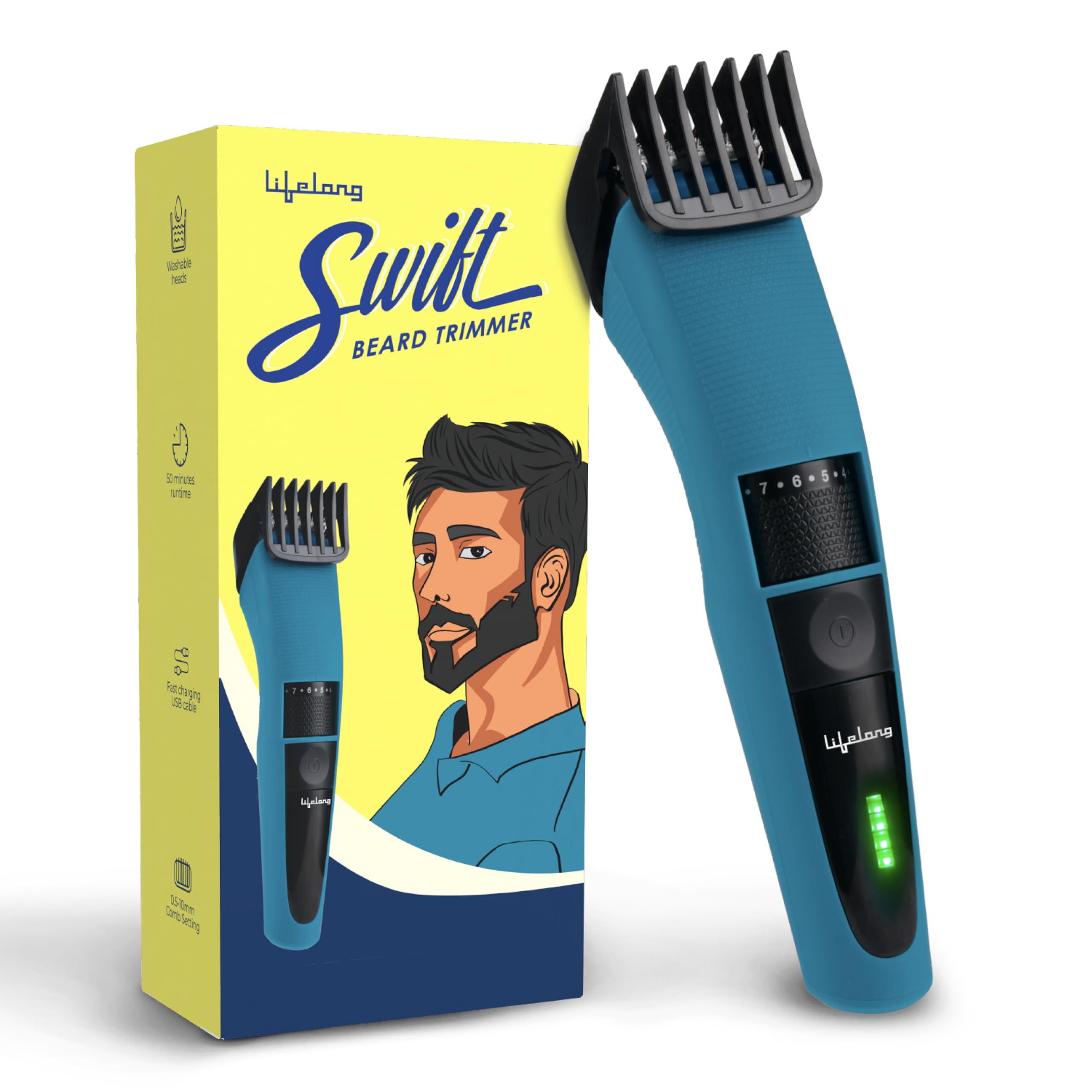 Valentine Edition Swift Beard Trimmer for Men| Powerful & Smooth Beard & Hair Trimmer | 60 Minute Run Time | 20 Adjustable Length : 0.5-10 mm| Stainless Steel Sharp Blades|1 Year Warranty