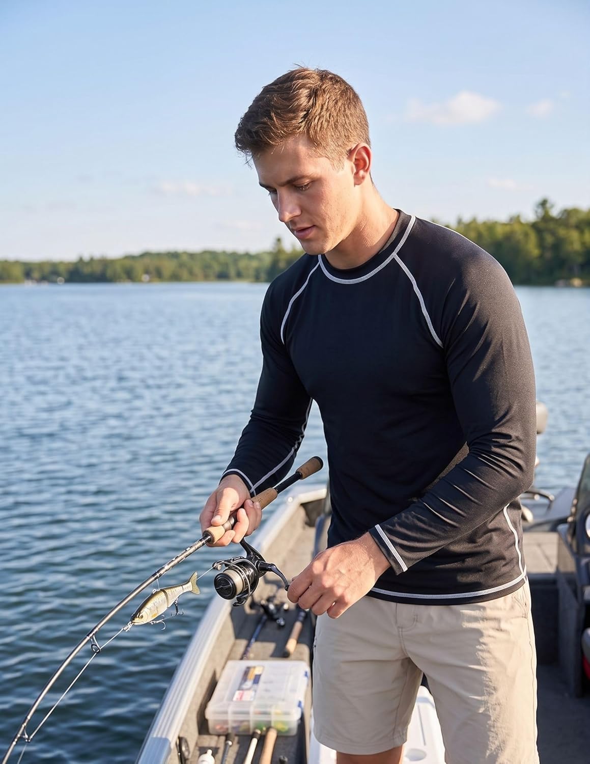 2 Pack Men’s Rash Guard Long Sleeve Swim Shirts UPF 50+ Sun Protection – Quick Dry Lightweight UV Fishing Surf Shirt