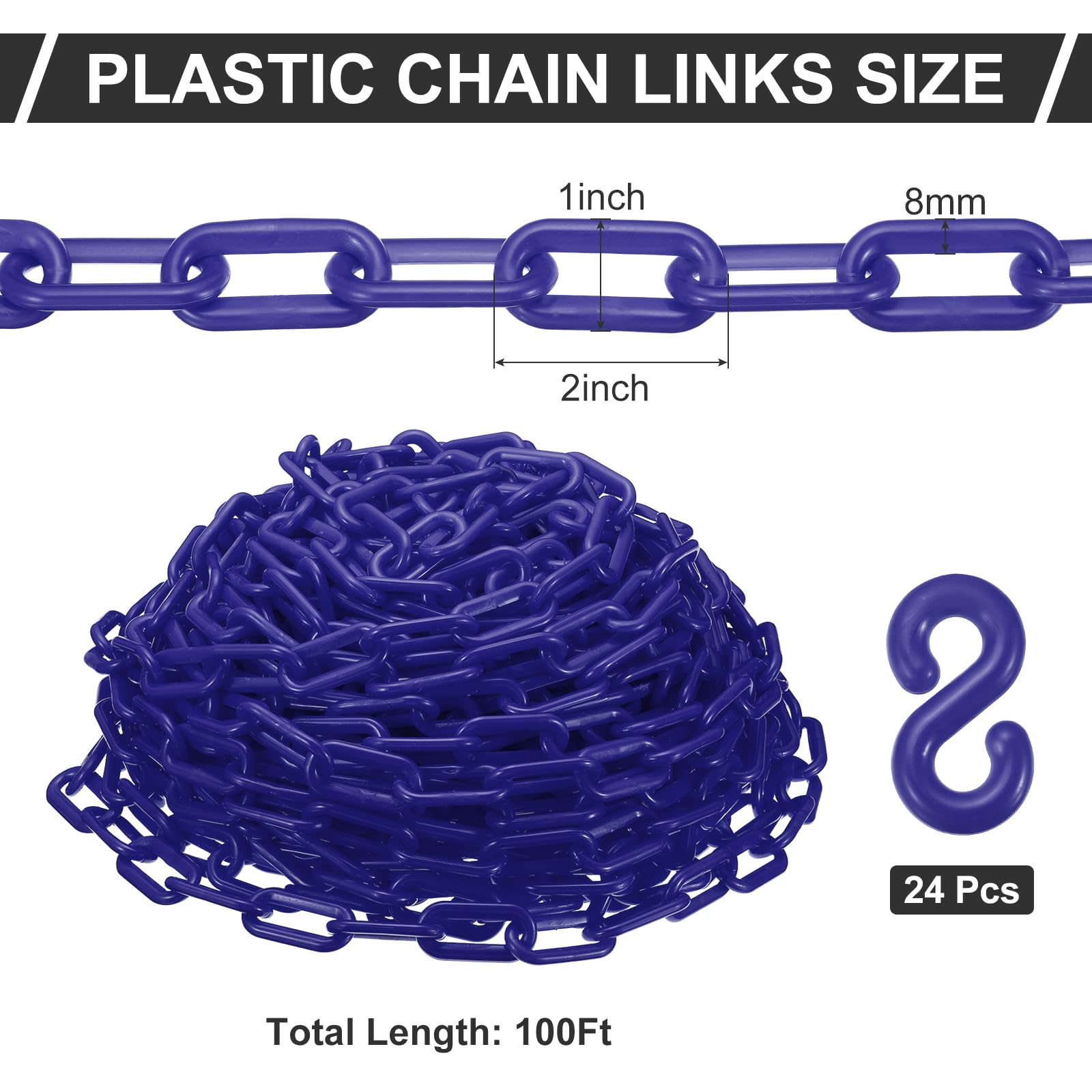 PATIKIL 100 Pieds Chaînes en Plastique de Chaîne de Sécurité de 2 Pouces