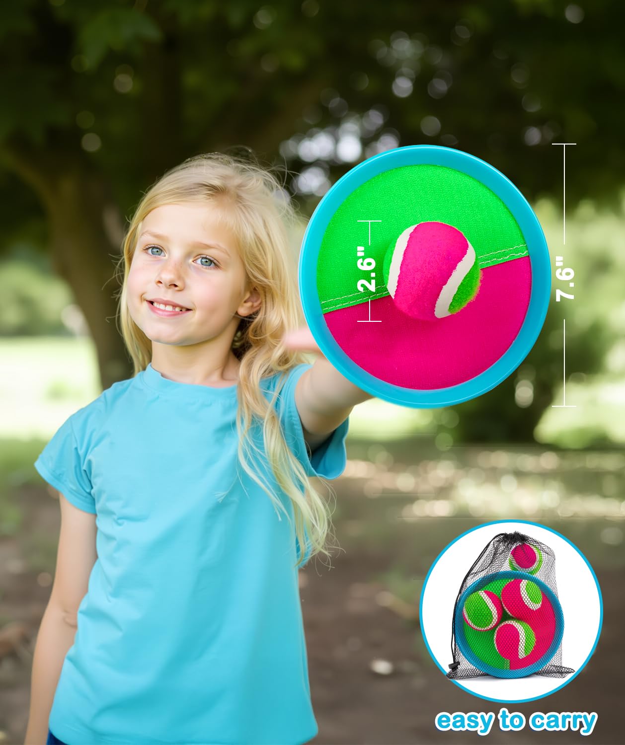 Toddler Toys for Ages 2-4 Toss and Catch Ball Set, Birthday Gift for 3 4 5 6 7 8 Year Old Boys Girls Toys, Classic Beach Pool Outdoor Yard Camping Games for Kids Toddler Family Ages 4-8 8-12