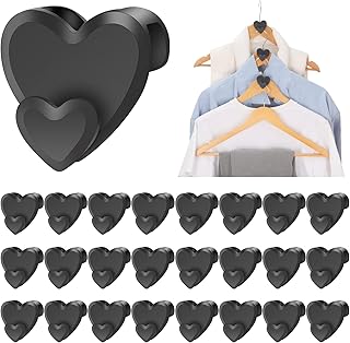 24 Pack Space Saving Hanger Hooks, Clothes Hanger Connector Hooks Cascading Heart Hanger Closet Space Savers AS SEEN ON TV for Wardrobe Organizers and Storage College Dorm Room