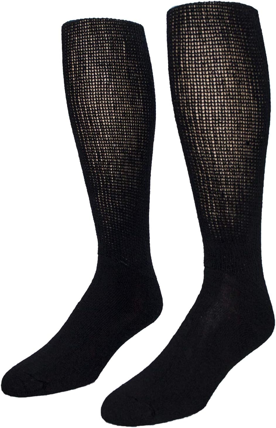 12 PAIR KNEE HIGH DIABETIC SOCKS BLACK BIG MEN PHYSICIAN'S CHOICE OVER THE CALF CREW 13-15