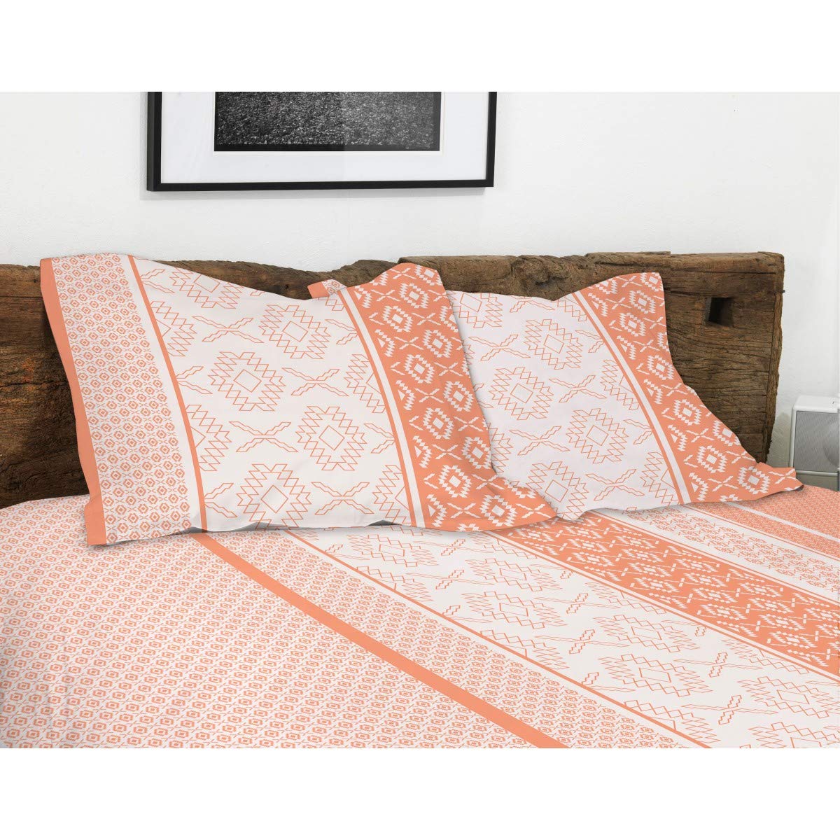 Home Passion Parure Copripiumino 3 Pezzi ethnora Mandarino 100% 57 Fili, Cotone, Multicolore, 220 x 240 x 0,1 cm