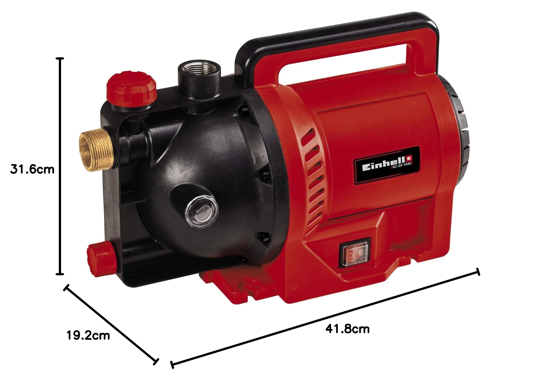 Einhell Bomba de jardín GC-GP 1045 N (1.050W, máx 4500 L/h, máx Cabeza 48m, Indicador de nivel de agua, Abertura de llenado de agua/tapón de drenaje, Anticongelante, Protección térmica)