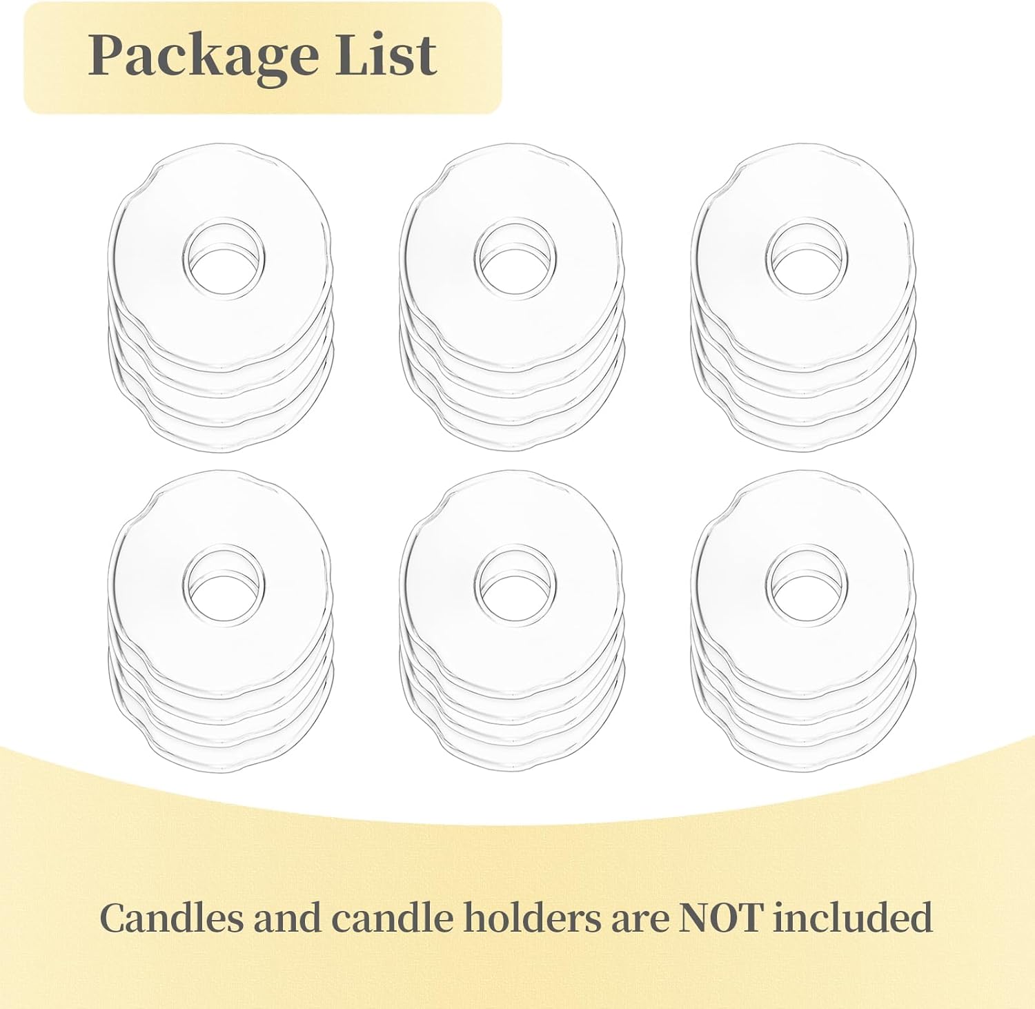 Hewory Glass Bobeches for Candlestick Holders, 24 Pcs Candle Drip Protectors Rings for Tapers, Wax Drip Catcher for Tapered Candlestick Candle Holder for Wedding Party Church Home (Scallop, Clear)