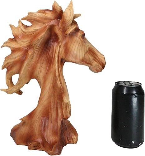 Miniatura 7 de Ebros Gift Wild and Free Western Fine Stallion - Busto de caballo con acabado de madera de cedro sintético, estatua tallada de 11 pulgadas de alto