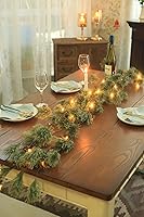 Vista 3 de 6.4ft Smokey Christmas Garland with Lights, Prelit Natual Rustic Cedar Pine Garland with Pine Cones for Home New Year, Mantle, Fireplace, Indoor