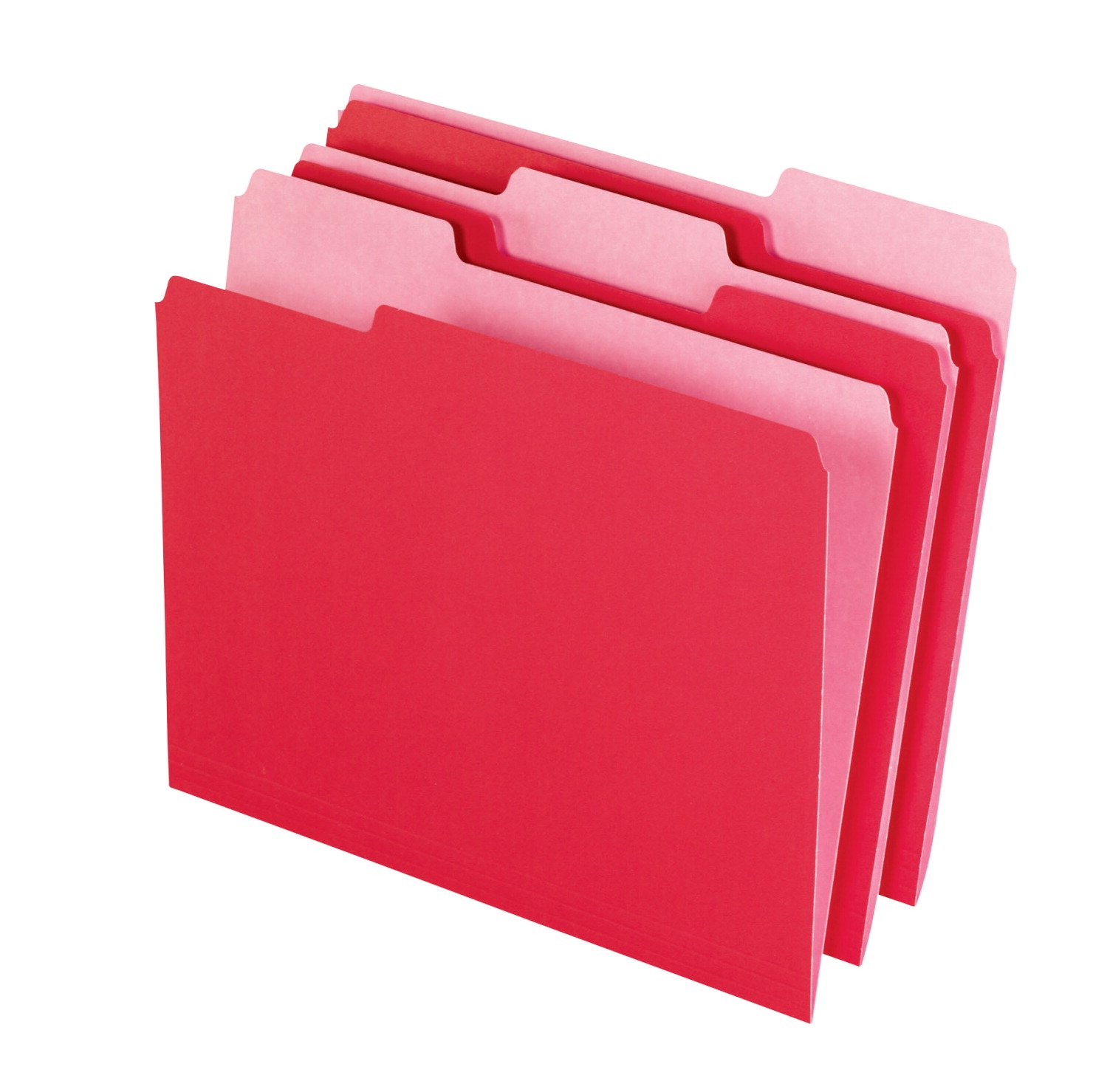 School Smart Colored File Folders Two-Tone, Letter Size, 1/3 Cut Tabs, Red, Pack of 100