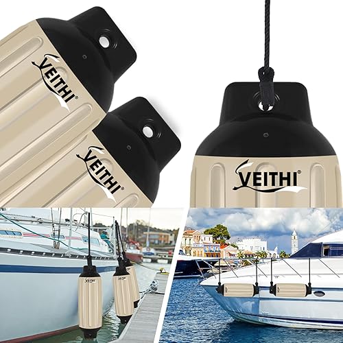 Miniatura 6 de Paquete de 4 guardabarros de barco, parachoques de vinilo acanalado de ojos gemelos para barcos, parachoques de barco para acoplamiento, vienen con