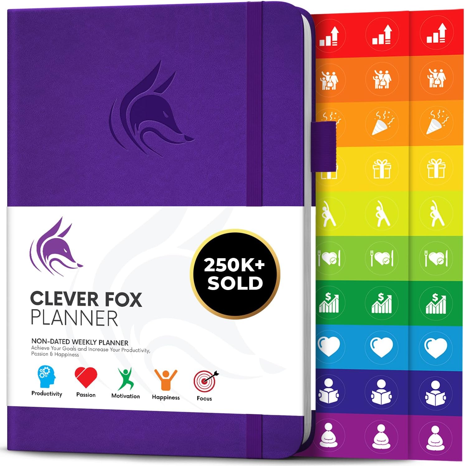 Clever Fox Weekly Planner Undated, Monthly & Daily Notebook, Purple