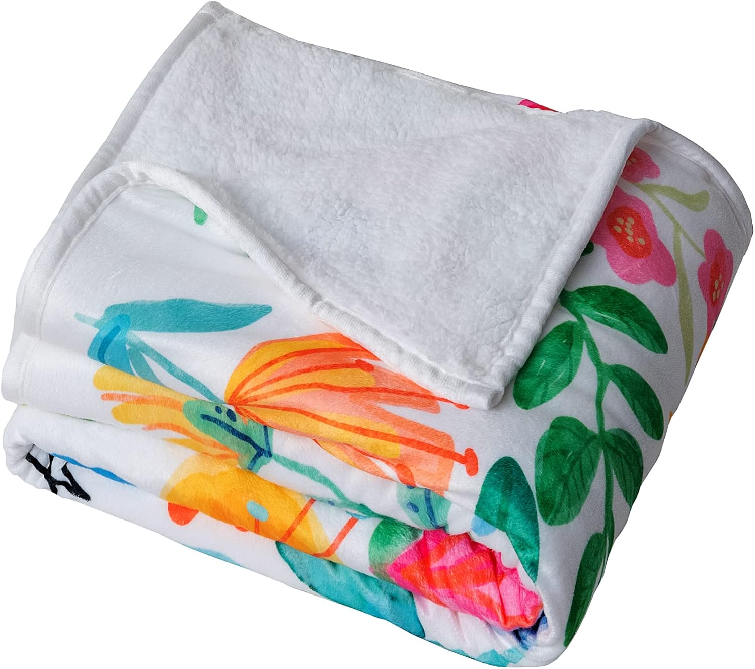 Sherpa Flannel Throw Blanket 50 x 60 - Beautiful Floral Design with Motivational Message - Soft, Comfy, Warm, Durable 100% Polyester for Couch, Bed, Chair