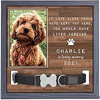 PawfectHouse Personalized Dog Memorial Frame - Upload Photo & Collar Holder, 9x9 Pet Loss Sympathy Gift for Dogs Cats