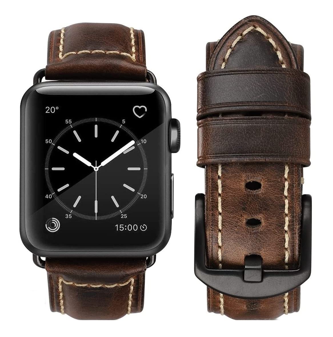 MTRRISE Compatible for Apple Watch ultra Band 42mm 44mm45mm49mm Men,Top Grain Leather Band Replacement Strap iWatch Series 10/9/8/7/ 6/5/ 4/3/ 2/1,SE,