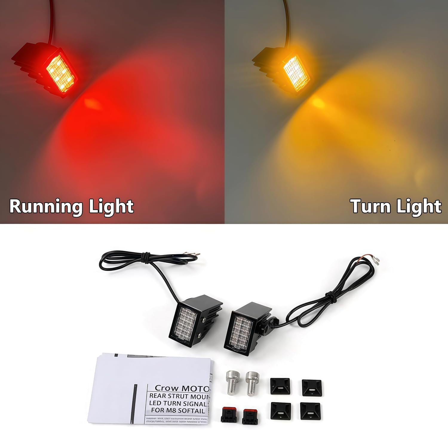 Amber Running Light with Yellow Turn Signal for Harley Softail 2018-2025, Ultra-Bright Dual-Intensity LED Rear Light, Plug-and-Play 1:1 Replacement for Low Rider S Street Bob Breakout