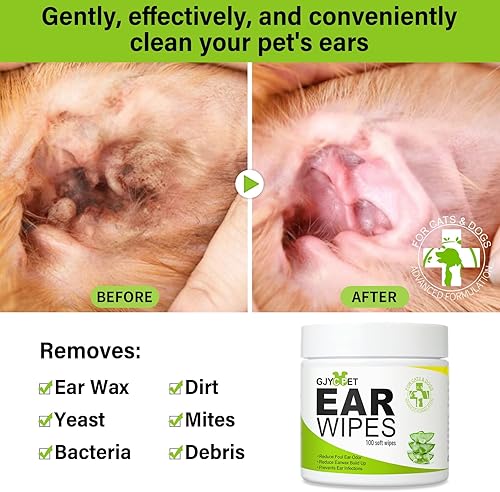 Miniatura 10 de Toallitas de orejas de perro de gran tamaño, 120 toallitas para orejas de mascotas para perros y gatos, toallitas de limpieza de orejas de cachorro,