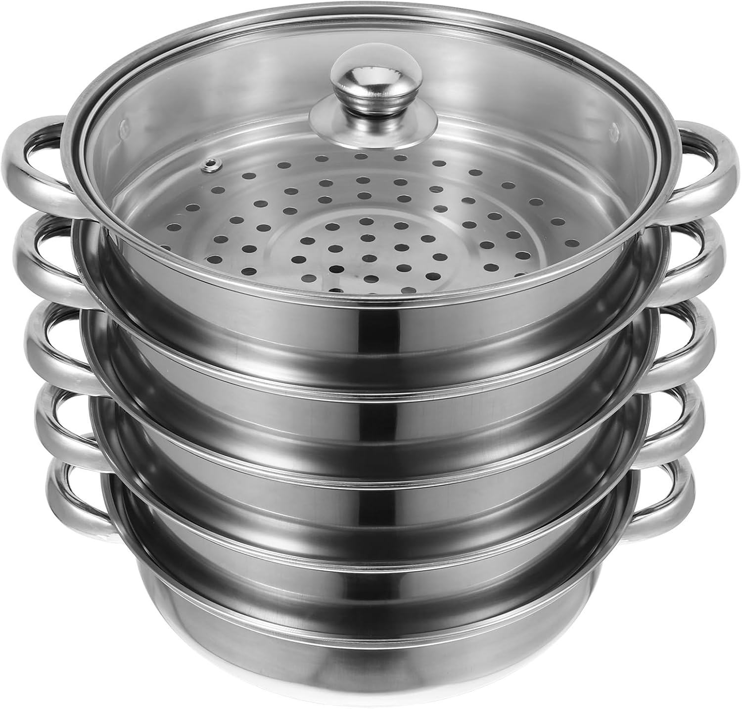 FUOYLOO Stainless Steel Steamer Pot Lid, Compact Space-Saving Design, Versatile Steaming and Boiling Cookware ()