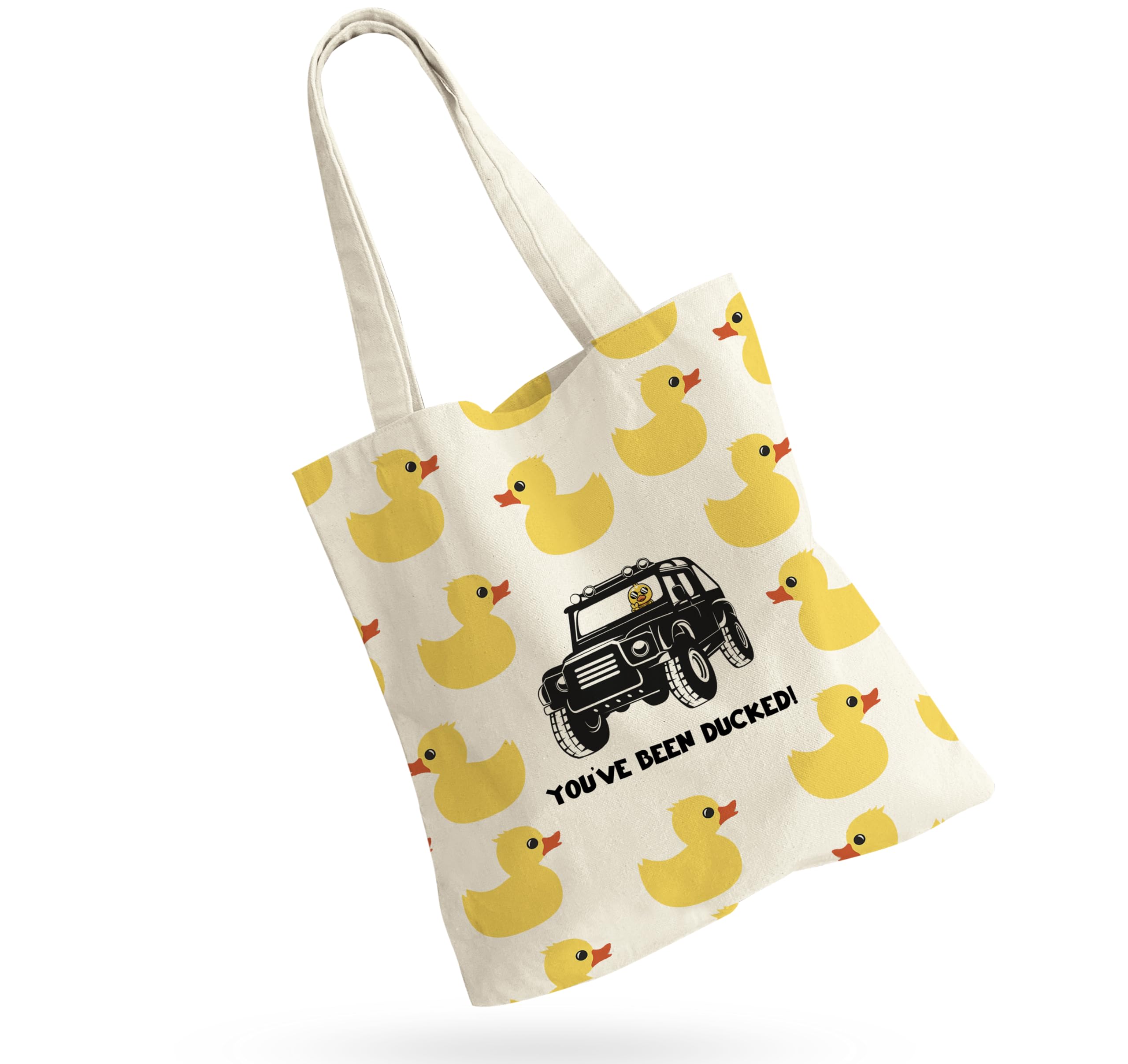YOU'VE BEEN DUCKED Canvas Tote Bag,Purse For Duck Lovers,Yellow Duck Grocery Sack,Duck Ducking Bags,Shopping Bag for Women
