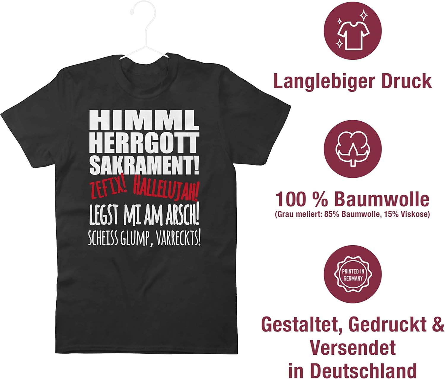 Shirtracer Sprüche Statement mit Spruch Himmel Herrgott! weiß Tshirt Herren und Männer T Shirtracer Sprüche Statement mit Spruch Himmel Herrgott! weiß Tshirt Herren und Männer T