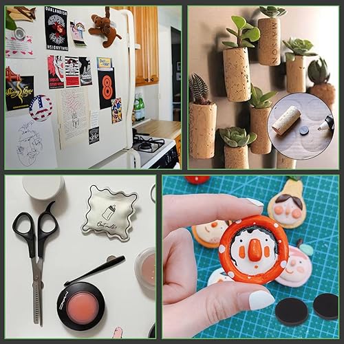 Miniatura 6 de Imanes redondos, punto magnético flexible con autoadhesivo, 200 puntos magnéticos autoadhesivos de 0.8 x 0.8 pulgadas, hojas magnéticas para