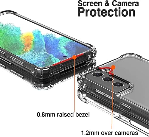 Miniatura 5 de KIOMY Funda transparente para Samsung Galaxy S21 FE 5G a prueba de golpes, cubierta trasera protectora para teléfono celular, diseño híbrido, parte