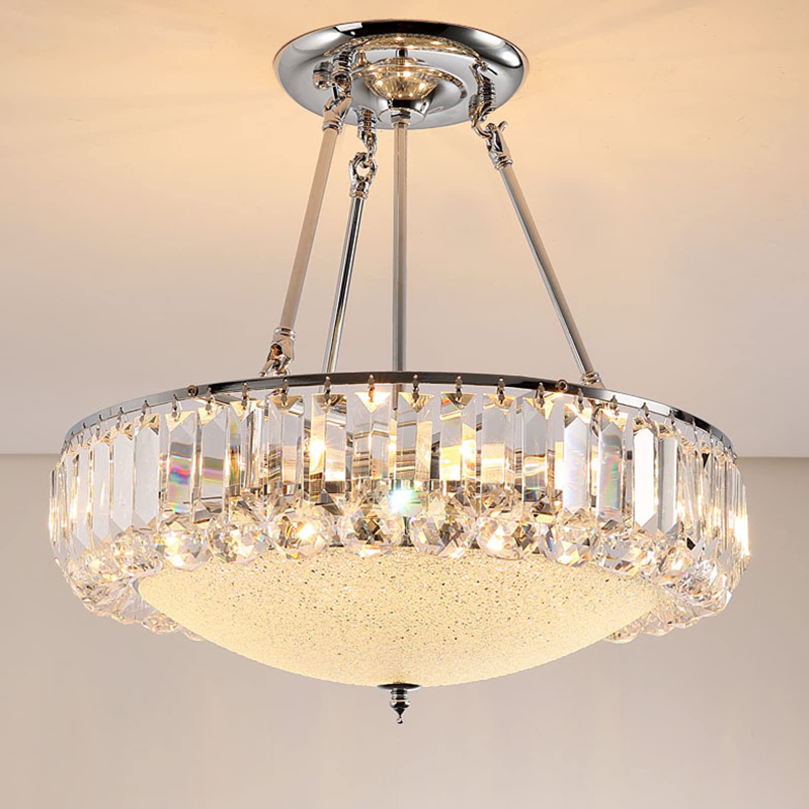 Lustre en cristal de luxe LED suspension bohème pour villa et grand duplex