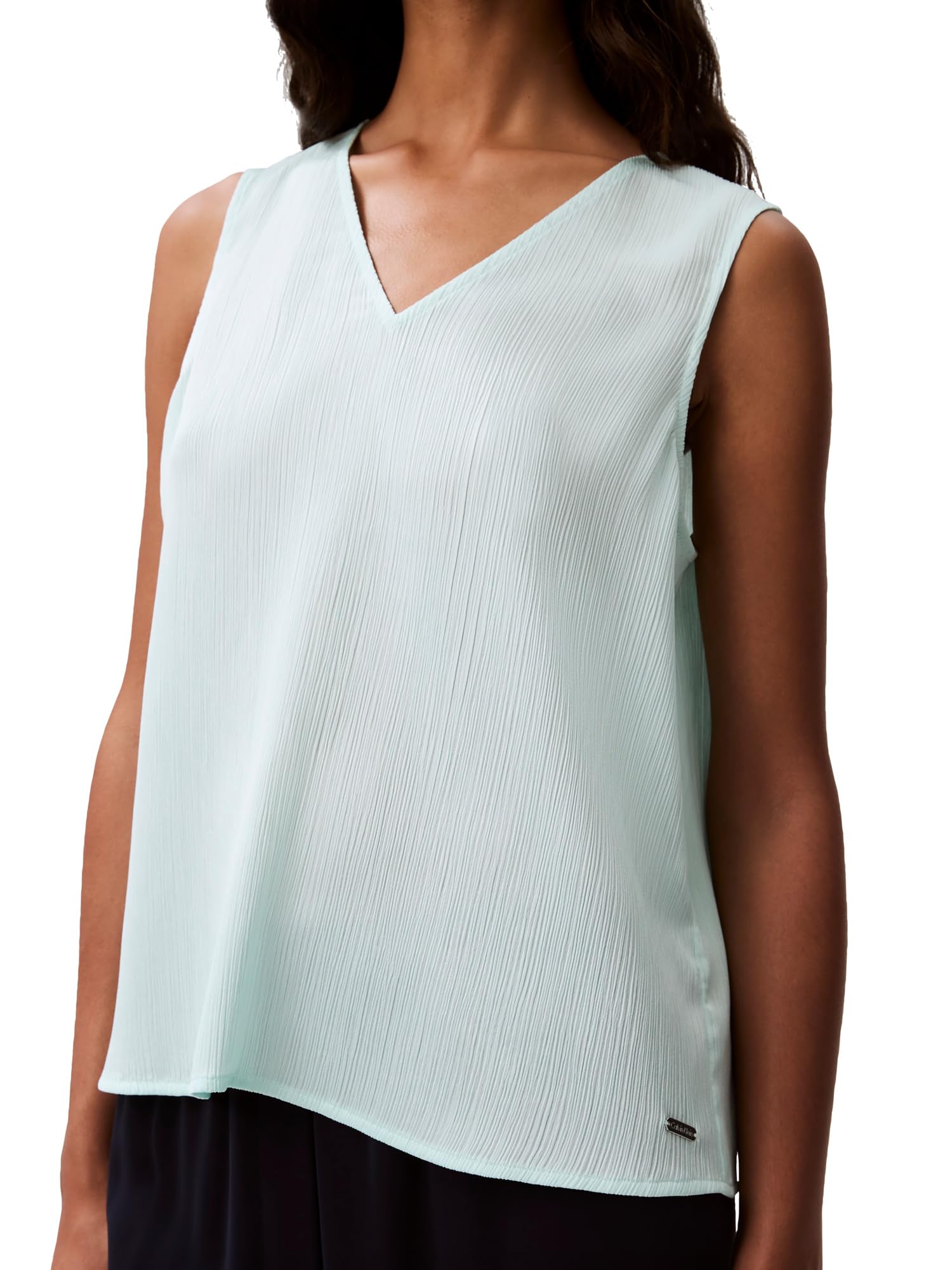 Calvin Klein Jeans Womens Plisse V Neck Tank Top