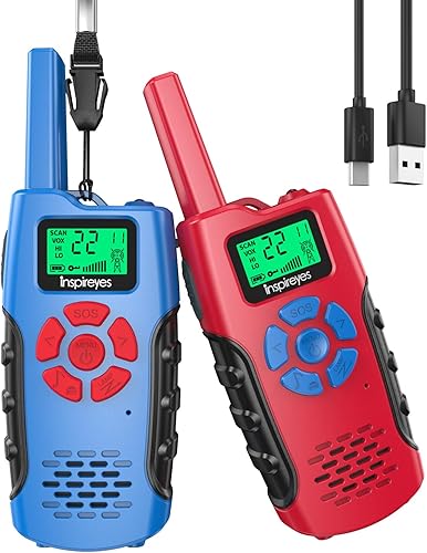 Miniatura 47 de Walkie Talkies para niños recargables, juguetes para niños y niñas de 3 a 12 años, paquete de 3 radios de 2 vías de largo alcance, regalos