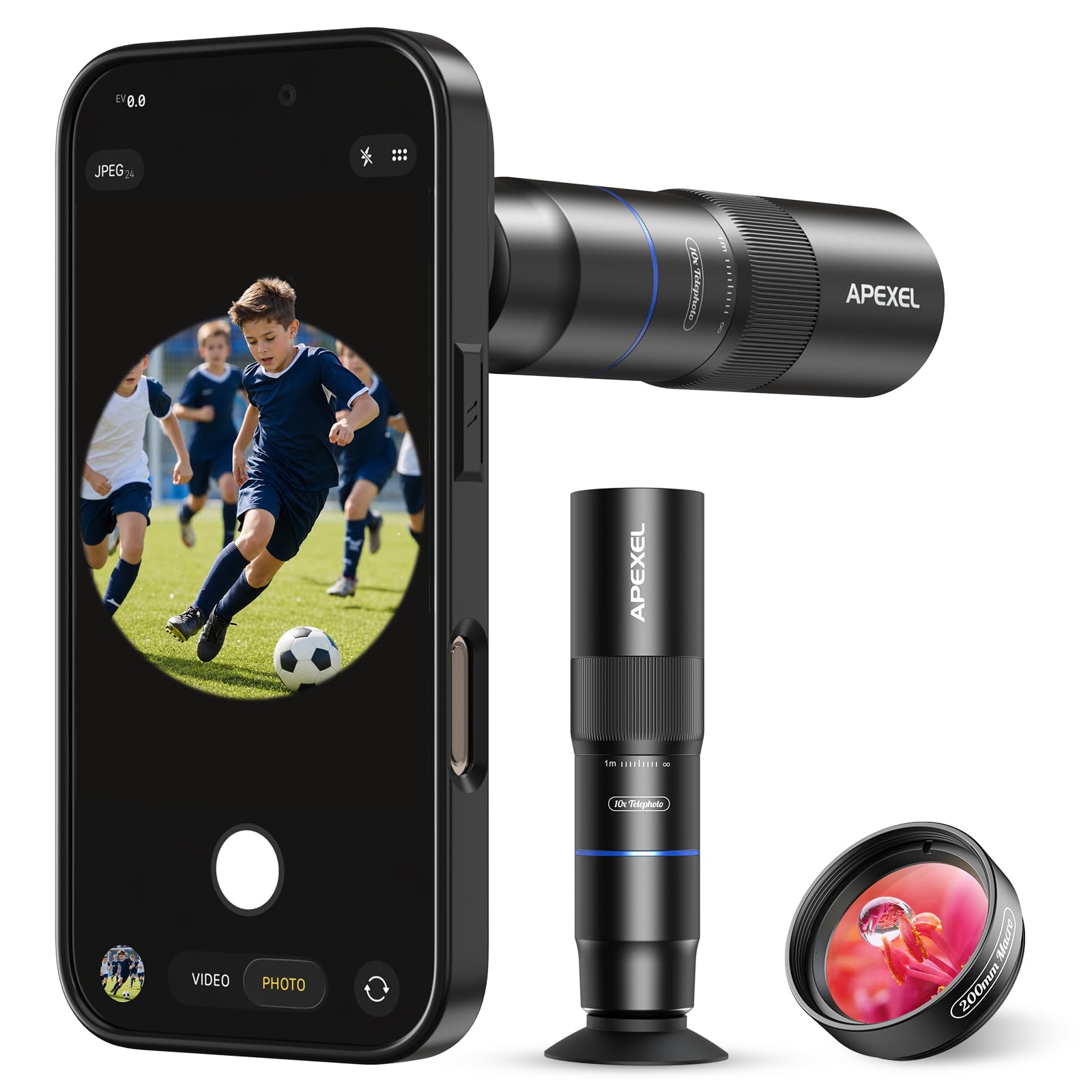 APEXEL 10X Tele-Macro Pro Dual Lens 2-in-1, Portable Clip-On Telephoto Macro Lens for 16 pro, Pro Photography for Travel, Concert, Exploration-image-22