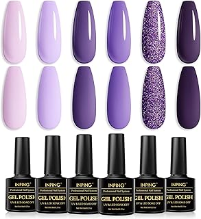 Esmaltes Semipermanentes de Uñas en Gel UV LED, 6 Color Romántico Lavanda Serie Pintauñas Gel, Púrpura Brillante Destello Rosa Violet Pintauñas Semipermanentes para Principiantes Art DIY, 8ML