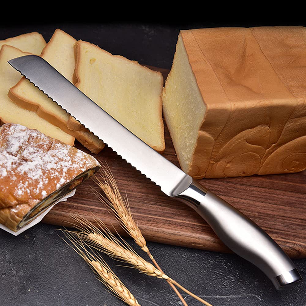 BrandobayBread Knife 8-Inch, High Stainless Steel, Ergonomic Handle, Cakes Slicing Knife
